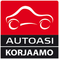 Red and black logo with a stylized car outline above the words "AUTOASI KORJAAMO."